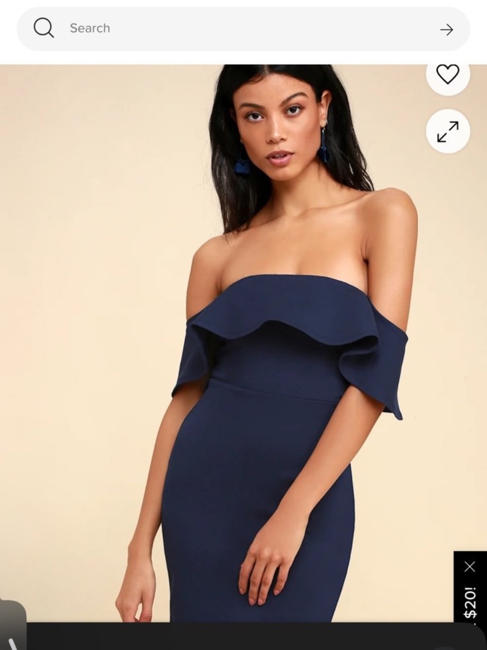 Off-Shoulder Navy Ruffle Bodycon Dress lulus sz small